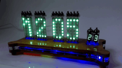 Katusha 16x IVLM-117 VFD desk clock. Effects of changing digits
