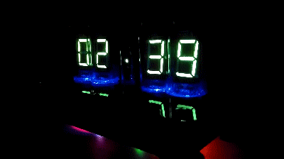 Elena IV-11 VFD desk clock. Effects of switching digits.