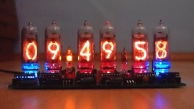 Alena nixie IN-14 clock. Effects of switching digits.